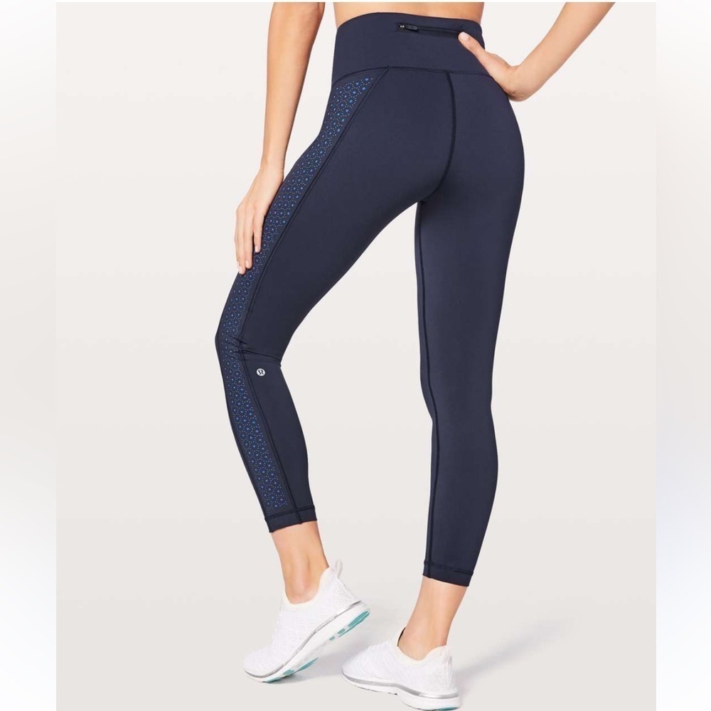 Lululemon Color Me Quick 7/8 Tights 25" Navy Blue Laser Cut High Rise Leggings